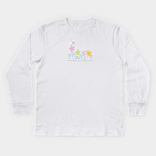 Colorful abstract summer flower greeting card Kids Long Sleeve T-Shirt